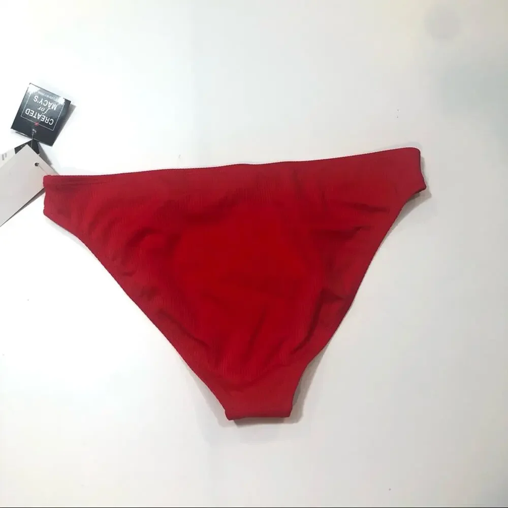 California Waves RED Ribbed Bikini Swim Bottom